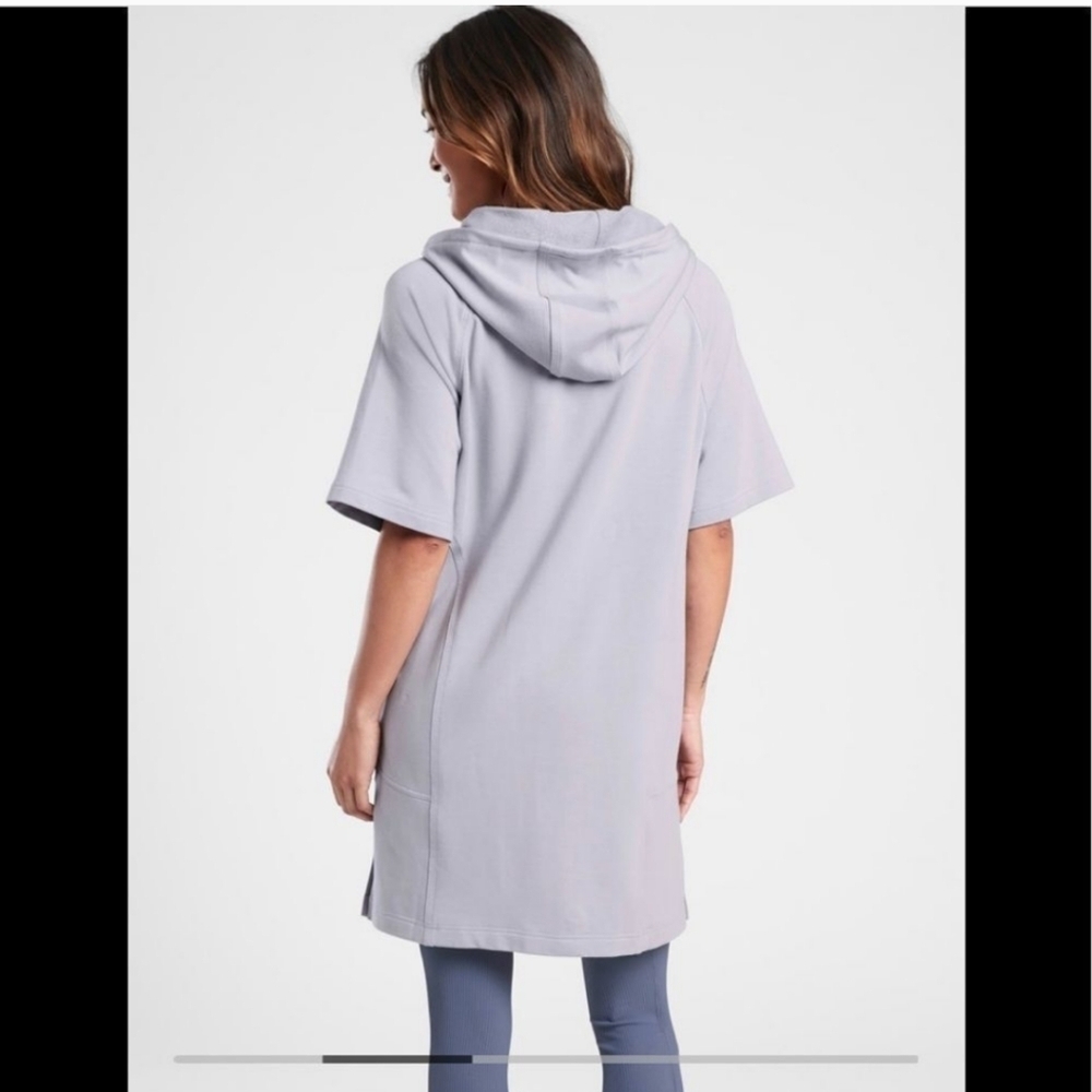 Athleta Cabana Light Purple Relaxed Fit Tunic Hoodie Sweatshirt Size M - Picture 6 of 16